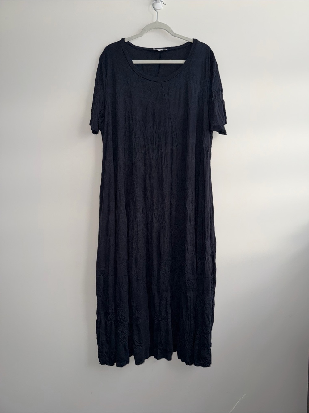 Luukaa Crinkled cotton lagen look navy dress 14 oversized art‎ modern boho chic - Picture 7 of 13